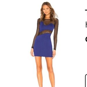h:ours Royal Blue and Black Long Sleeve Dress